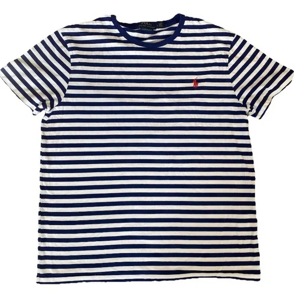 Polo Ralph Lauren Custom Slim Fit Stripe Top in Navy and White L - Picture 2 of 12